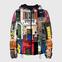 Куртка с капюшоном женская London doors цифровой коллаж, цвет: 3D-черный