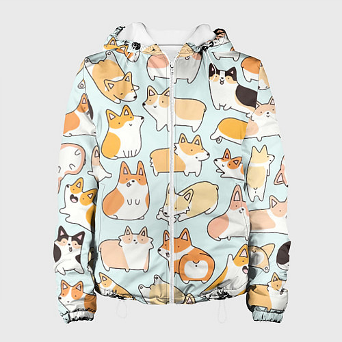 Женская куртка Милые корги / 3D-Белый – фото 1