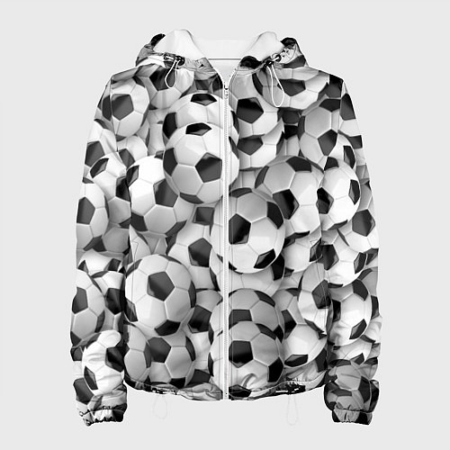 Женская куртка Футбольные мячи много / 3D-Белый – фото 1