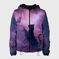 Женская куртка Кошка играет с бабочкой