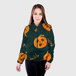 Куртка с капюшоном женская Осенние тыквы, цвет: 3D-черный — фото 2