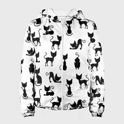 Женская куртка КОШКИ ЧЕРНОЕ НА БЕЛОМ