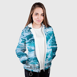 Куртка с капюшоном женская Вода волны пена море, цвет: 3D-белый — фото 2