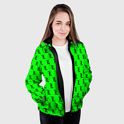 Куртка с капюшоном женская Эл паттерн зеленый, цвет: 3D-черный — фото 2