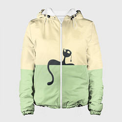 Куртка с капюшоном женская Чёрный кот на ярком фоне, цвет: 3D-белый