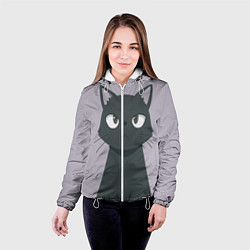 Куртка с капюшоном женская Чёрный кот, цвет: 3D-белый — фото 2