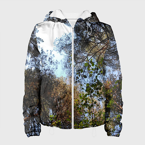 Женская куртка Небо в соснах / 3D-Белый – фото 1