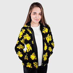 Куртка с капюшоном женская Веселый пикачу, цвет: 3D-черный — фото 2