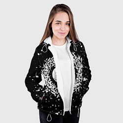 Куртка с капюшоном женская Каллиграфия на чёрном фоне, цвет: 3D-белый — фото 2