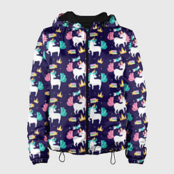 Куртка с капюшоном женская Unicorn pattern, цвет: 3D-черный