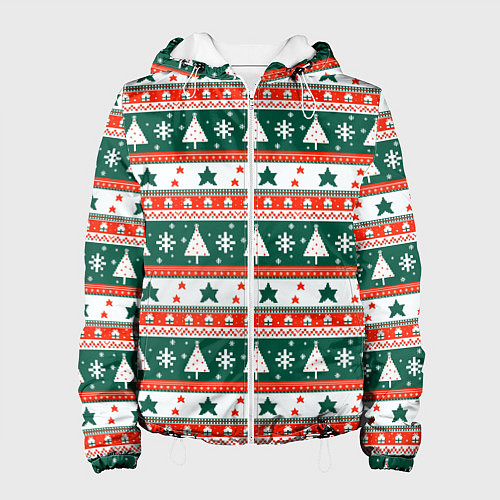 Женская куртка Новогодний орнамент / 3D-Белый – фото 1