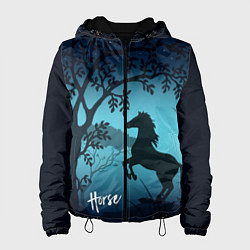 Куртка с капюшоном женская Конь, цвет: 3D-черный