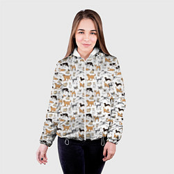 Куртка с капюшоном женская Узор собаки много, цвет: 3D-белый — фото 2