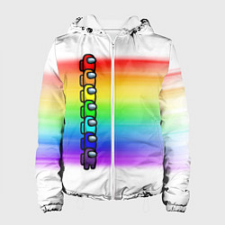 Куртка с капюшоном женская AMONG US - РАДУГА, цвет: 3D-белый