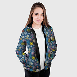 Куртка с капюшоном женская Снежинки, цвет: 3D-черный — фото 2