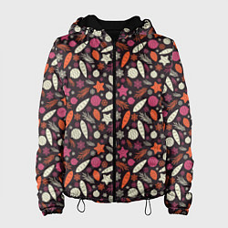 Куртка с капюшоном женская Новый Год, цвет: 3D-черный