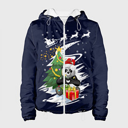 Куртка с капюшоном женская Рождественская Панда, цвет: 3D-белый