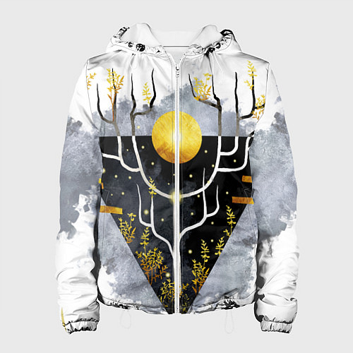 Женская куртка Графит и золото: дерево жизни / 3D-Белый – фото 1