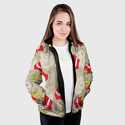 Куртка с капюшоном женская Фастфуд - Картошка фри, цвет: 3D-черный — фото 2