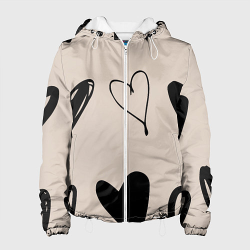 Женская куртка Сердечный паттерн / 3D-Белый – фото 1