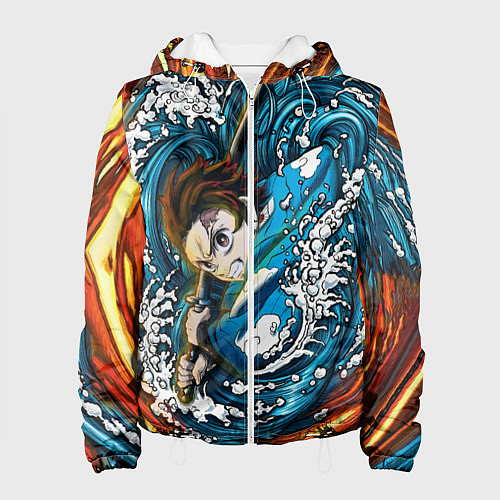 Женская куртка Танджиро Камадо Клинок демонов / 3D-Белый – фото 1