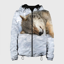 Куртка с капюшоном женская Спящий Волк, цвет: 3D-черный