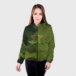 Куртка с капюшоном женская Милитари со звездой, цвет: 3D-черный — фото 2
