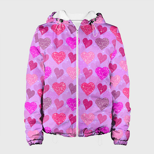 Женская куртка Розовые сердечки / 3D-Белый – фото 1