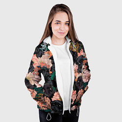Куртка с капюшоном женская Мопсы и Цветы, цвет: 3D-белый — фото 2
