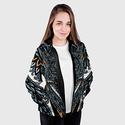 Куртка с капюшоном женская Рисунок лиса, цвет: 3D-черный — фото 2