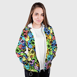 Куртка с капюшоном женская Цветные Поп Котики, цвет: 3D-белый — фото 2