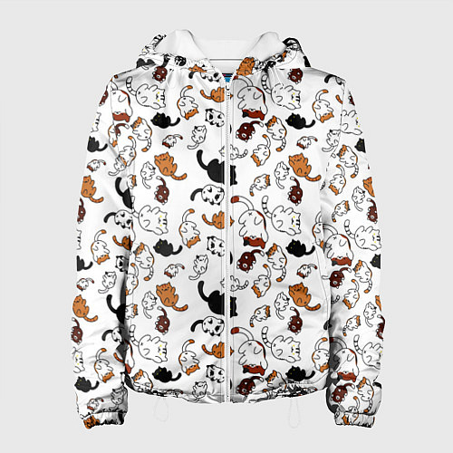 Женская куртка Коты Паттерн / 3D-Белый – фото 1