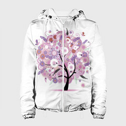 Куртка с капюшоном женская Цветочное Дерево, цвет: 3D-белый