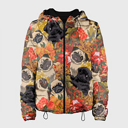 Женская куртка Мопсики Цветочки