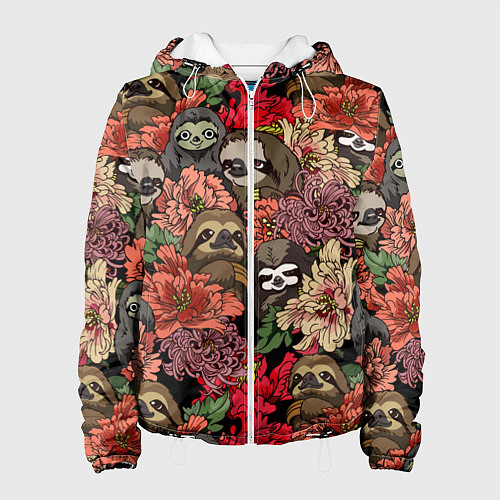 Женская куртка Ленивец & Цветочки / 3D-Белый – фото 1