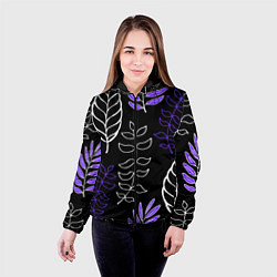 Куртка с капюшоном женская Листья, цвет: 3D-черный — фото 2
