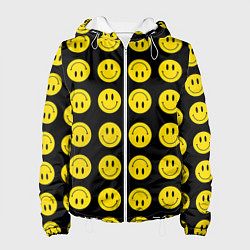 Куртка с капюшоном женская Смайлики, цвет: 3D-белый