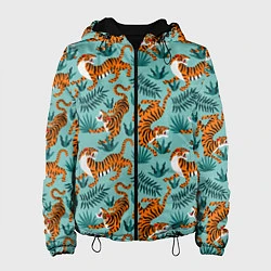 Куртка с капюшоном женская Рычащие Тигры Паттерн, цвет: 3D-черный