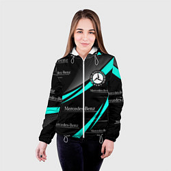 Куртка с капюшоном женская MERCEDES BENZ АКВАМАРИНОВЫЙ, цвет: 3D-белый — фото 2