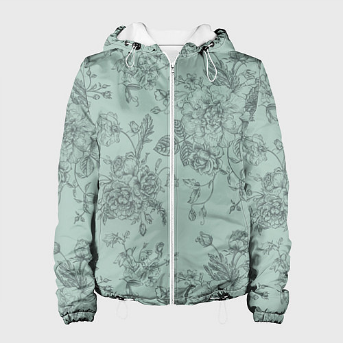 Женская куртка Пионы и розы / 3D-Белый – фото 1