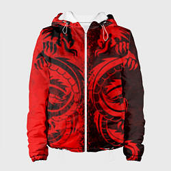 Куртка с капюшоном женская BLACK RED DRAGONS TATOO, цвет: 3D-белый