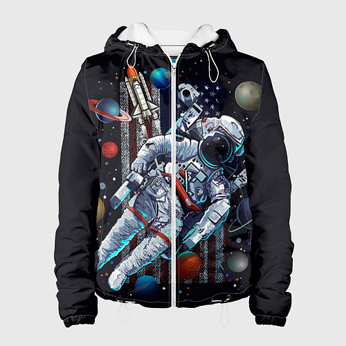 Женская куртка Космическая Тема США / 3D-Белый – фото 1