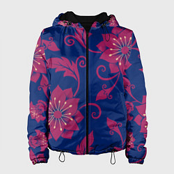 Куртка с капюшоном женская Цветы, цвет: 3D-черный