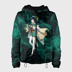 Куртка с капюшоном женская Genshin Impact - Venti, цвет: 3D-черный