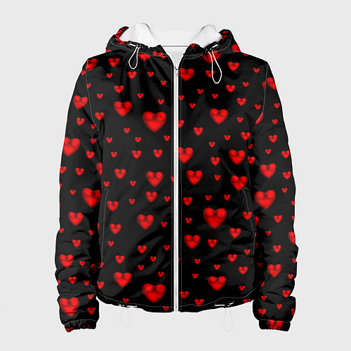 Женская куртка Красные сердца / 3D-Белый – фото 1