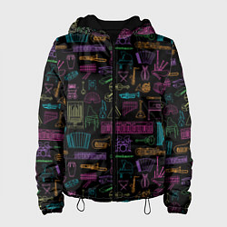 Куртка с капюшоном женская Музыкальные Инструменты, цвет: 3D-черный