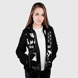 Куртка с капюшоном женская ЧУЯ и ДАЗАЙ бродячие псы, цвет: 3D-черный — фото 2