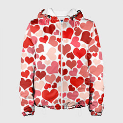 Куртка с капюшоном женская Множество сердец, цвет: 3D-белый