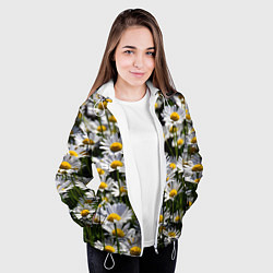Куртка с капюшоном женская Ромашки, цвет: 3D-белый — фото 2