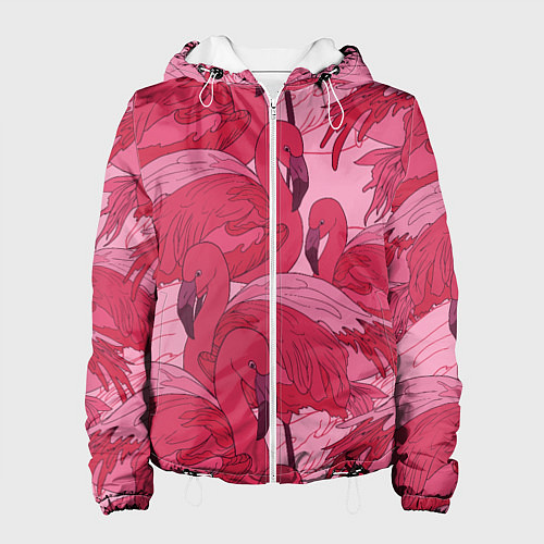 Женская куртка Розовые фламинго / 3D-Белый – фото 1
